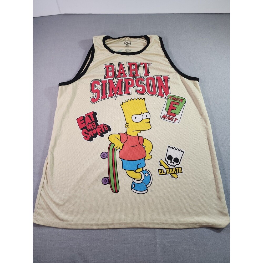 Bart Simpson Graphic Tank Top Men’s L Mesh Sleeveless Skate Cartoon...